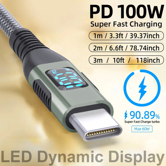 Câble USB-C vers USB-C 100W Tressé Nylon